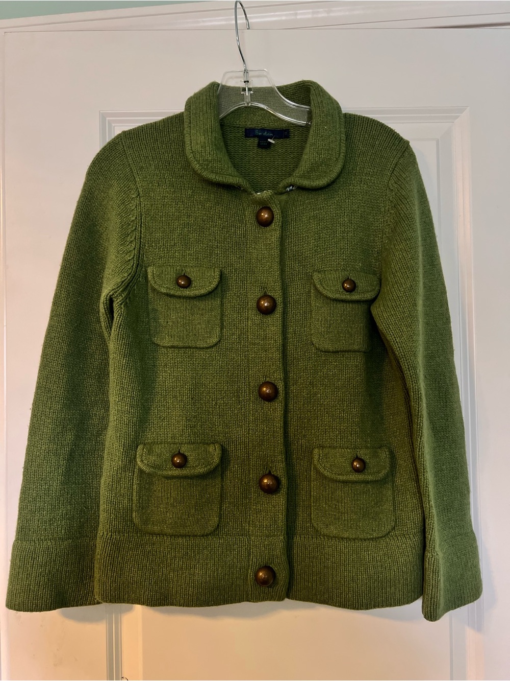 Boden Olive Green Knit Button Wool Jacket